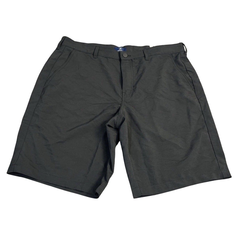 NWT Mens George Solid Black‎ Flat Front Stretch Utility Shorts Size 36